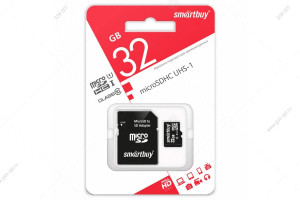 Карта памяти MicroSD 32GB - Class10, Smartbuy, с адаптером