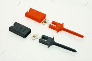 Зажим крючок для проводов измерительных приборов и блоков питания (2 шт. - красный, черный) прямоуг.