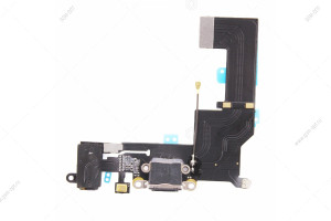 Шлейф для iPhone SE с разъемом зарядки и гарнитуры, серый (черный)