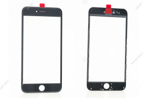 Стекло дисплея для переклейки для iPhone 6 Plus черный, в рамке + OCA