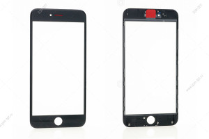 Стекло дисплея для переклейки для iPhone 6S Plus черный, в рамке + OCA