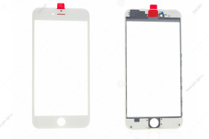 Стекло дисплея для переклейки для iPhone 6 Plus белый, в рамке + OCA