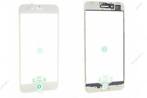 Стекло дисплея для переклейки для iPhone 8 Plus белый, в рамке + OCA