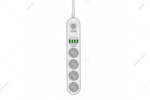 Сетевой удлинитель LDNIO 4 евро-розетки ~220В + 4-USB - 5V - 3.4A, 10A, кабель 2м, белый