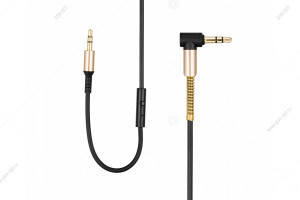 Кабель AUX Hoco UPA02 Spring джек 3.5мм, с микрофоном и кнопокй ответа, витой шнур 2м, черный