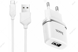 Сетевая зарядка USB Hoco C11 Smart 5V-1A с кабелем Micro-USB, 1м, белый
