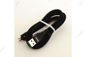 Кабель USB Hoco U53 4A Flash Micro-USB, 1.2м, (удлиненный разъем) черный