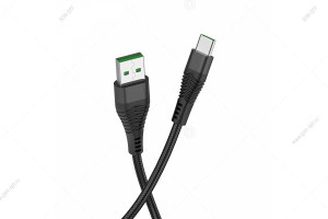Кабель USB Hoco U53 Flash Type-C 5A, быстрая зарядка,, 1.2м, черный