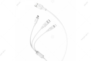 Кабель USB Hoco X25 Soarer 3в1 для iPhone и Android устройств, lightning, micro-usb, type-c, белый