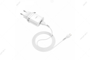 Сетевая зарядка USB Hoco C12Q, 3A, 18W QC3.0 c кабелем Micro-USB, 1м, белый