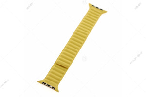Кожаный магнитный ремешок Apple Watch 42мм/ 44мм  #01 желтый