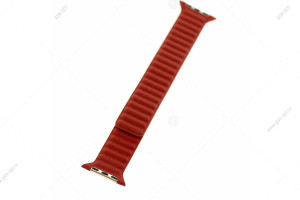 Кожаный магнитный ремешок Apple Watch 42мм/ 44мм  #04 красный