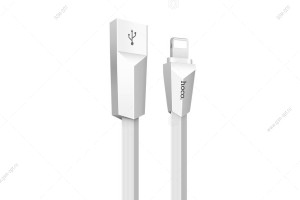 Кабель USB Hoco X4 Zinc Alloy Rhombus, Lightning для Apple 1.2м, плоский, белый