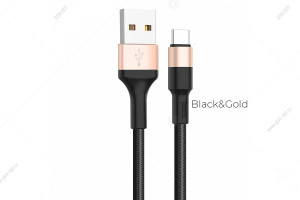 Кабель USB Hoco X26 Xpress Type-C, 1м, черный-золотой