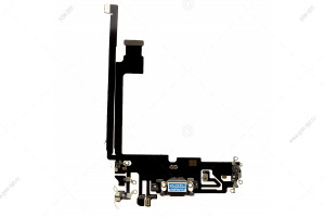 Шлейф для iPhone 12 Pro Max в сборе с разъемом зарядки и микрофонами, черный