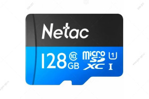 Карта памяти MicroSD 128GB - Class10, Netac P500  Standard  Class 10  UHS-I (90 Mb/s), адаптер