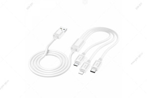 Кабель USB Hoco X74 3в1 для iPhone и Android устройств, lightning, micro-usb, type-c, белый