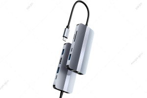USB-концентратор HUB Type-C Mivo MH-9011, 9в1, серый