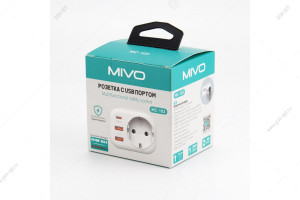 Розетка с USB-портом Mivo MC-103, 4000W, белый